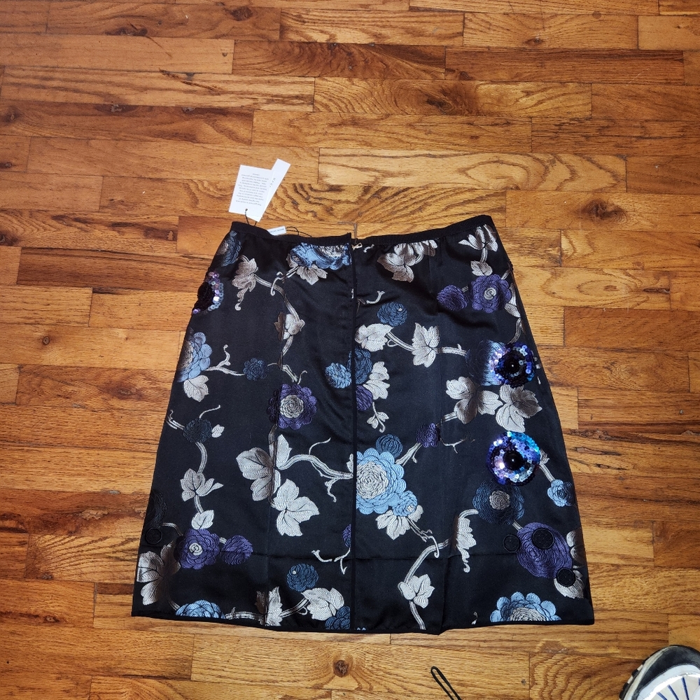 Marc Jacobs Black and Blue Floral A-Line Skirt